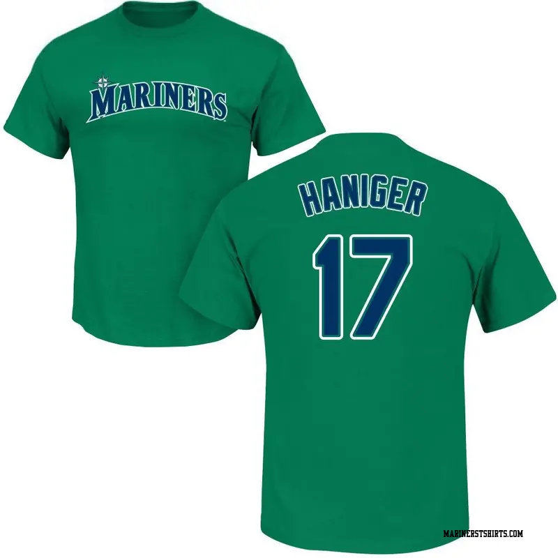 Men's Seattle Mariners ＃17 Mitch Haniger Green Roster Name & Number T-Shirt