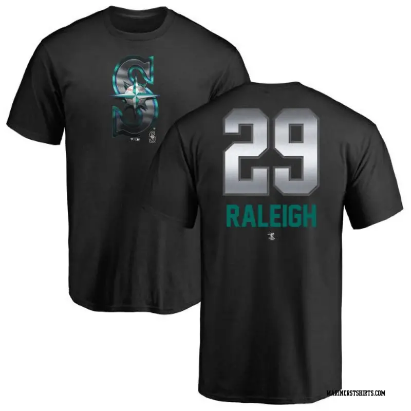 Men's Seattle Mariners ＃29 Cal Raleigh Black Branded Midnight Mascot T-Shirt