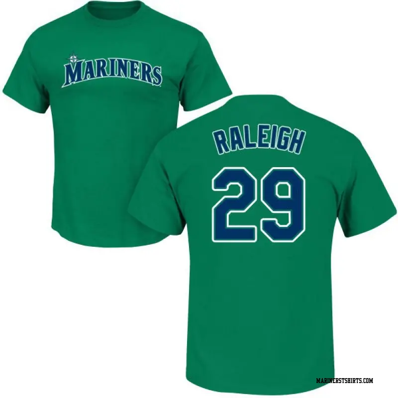 Men's Seattle Mariners ＃29 Cal Raleigh Green Roster Name & Number T-Shirt