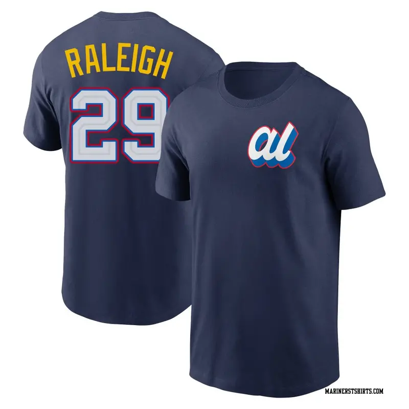 Men's Seattle Mariners ＃29 Cal Raleigh Navy American League 2025 All-Star Edition Name & Number T-Shirt