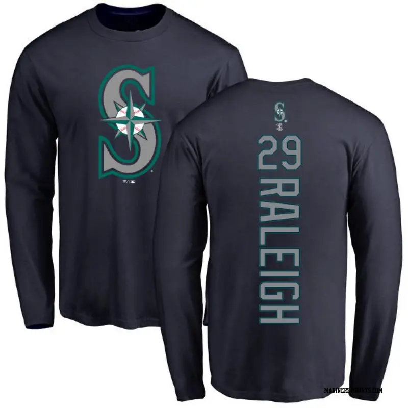 Men's Seattle Mariners ＃29 Cal Raleigh Navy Backer Long Sleeve T-Shirt