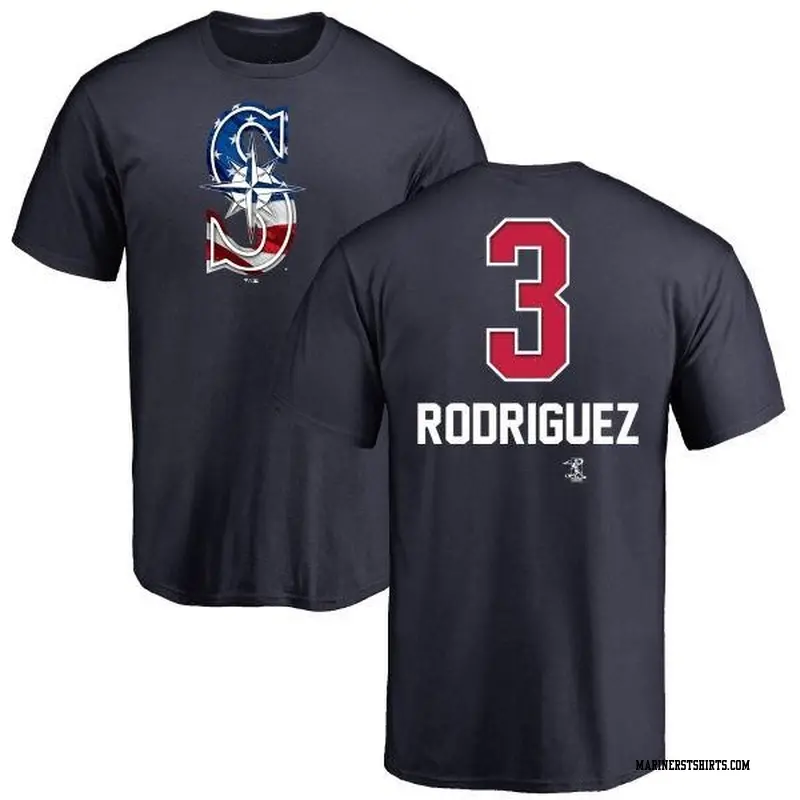 Men's Seattle Mariners ＃3 Alex Rodriguez Navy Branded Name and Number Banner Wave T-Shirt