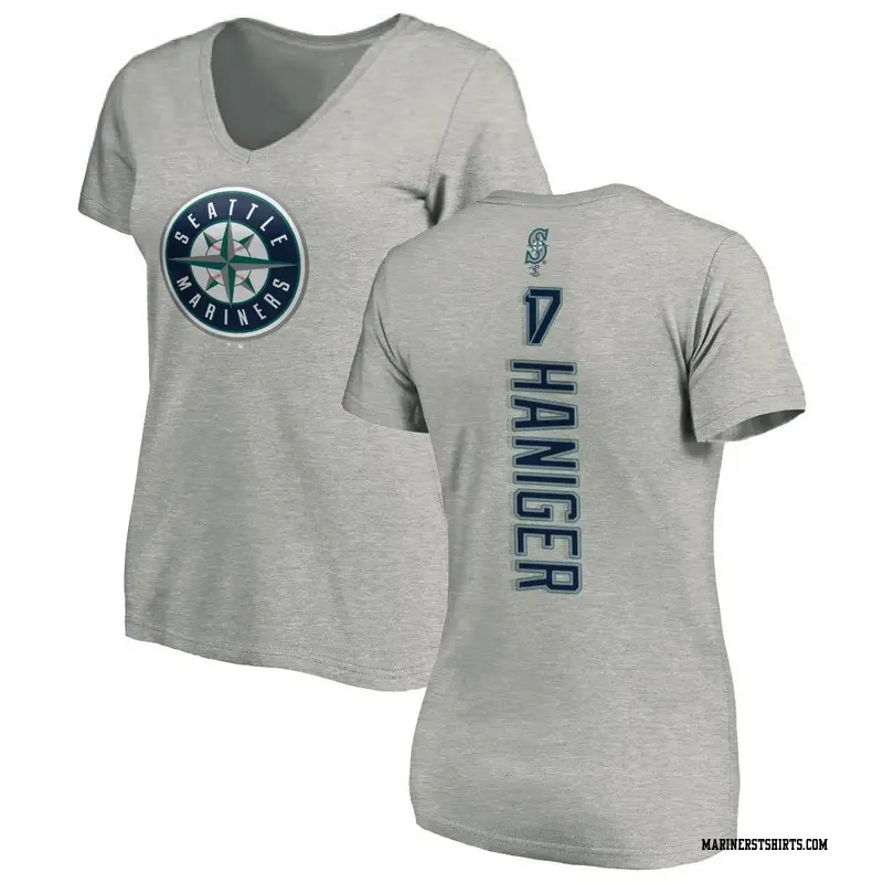Women's Seattle Mariners ＃17 Mitch Haniger Ash Backer Slim Fit T-Shirt