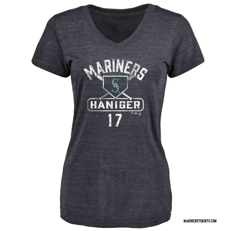 Women's Seattle Mariners ＃17 Mitch Haniger Navy Base Runner T-Shirt