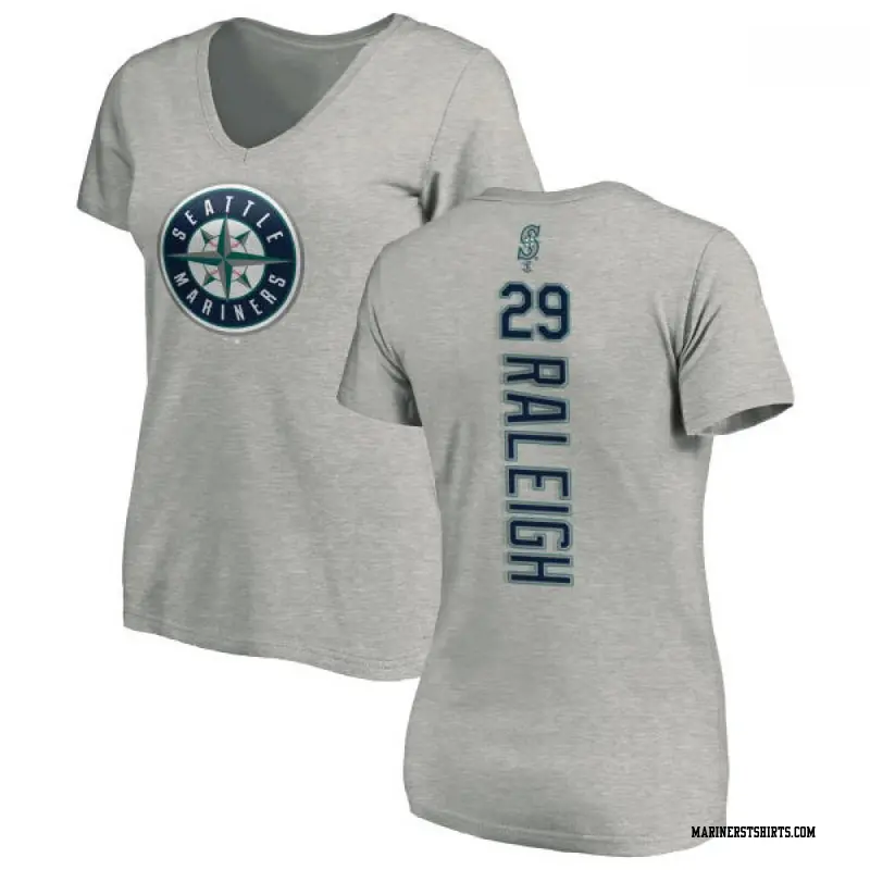 Women's Seattle Mariners ＃29 Cal Raleigh Ash Backer Slim Fit T-Shirt