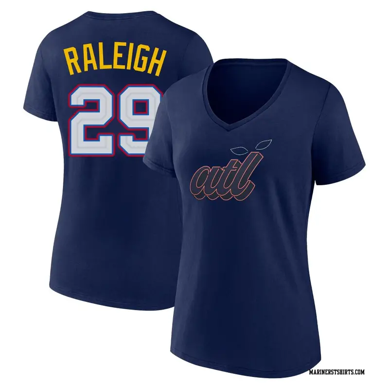 Women's Seattle Mariners ＃29 Cal Raleigh Navy 2025 All-Star Name & Number T-Shirt