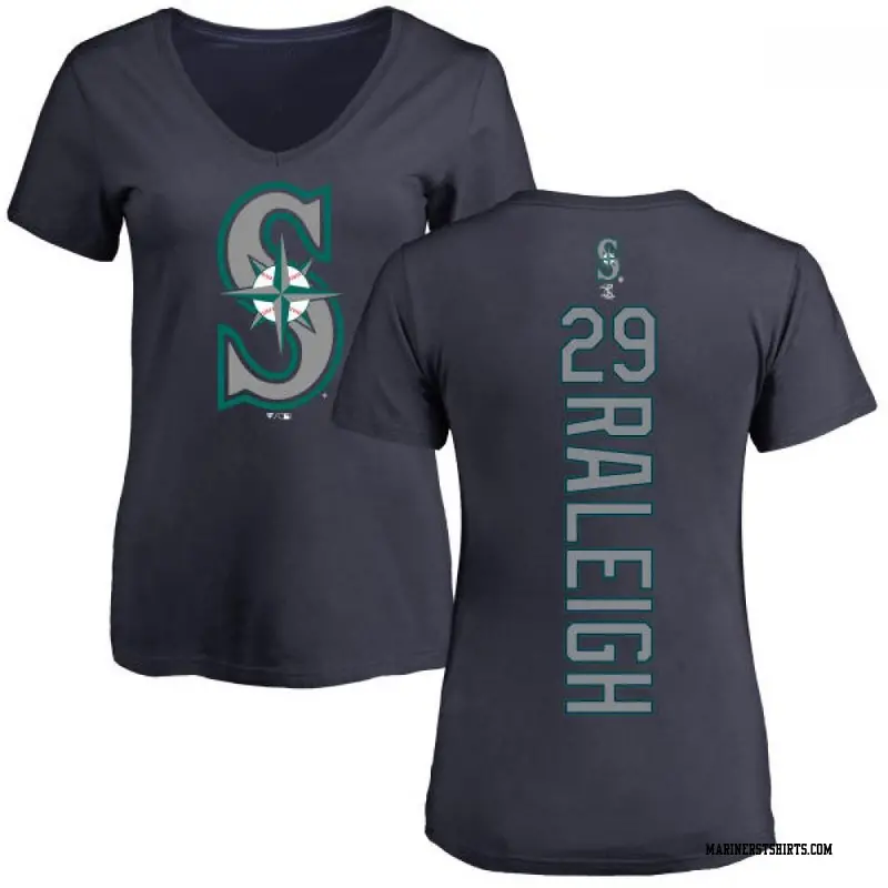 Women's Seattle Mariners ＃29 Cal Raleigh Navy Backer Slim Fit T-Shirt