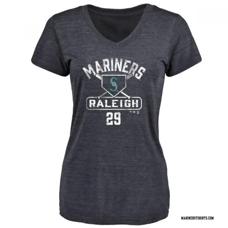 Women's Seattle Mariners ＃29 Cal Raleigh Navy Branded Base Runner T-Shirt