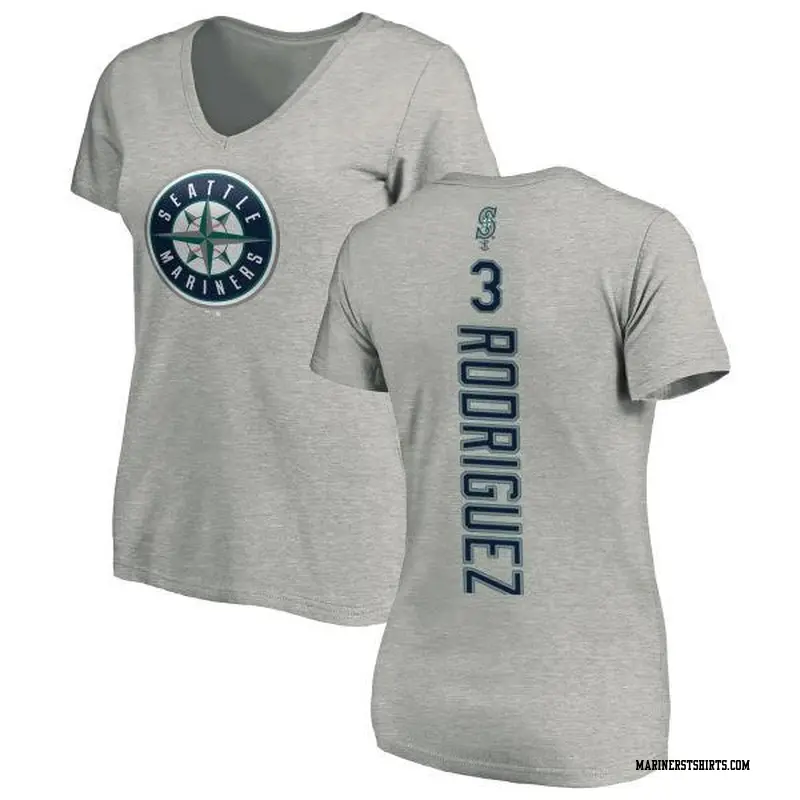 Women's Seattle Mariners ＃3 Alex Rodriguez Ash Backer Slim Fit T-Shirt