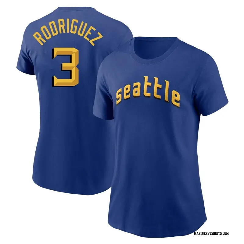 Women's Seattle Mariners ＃3 Alex Rodriguez Royal 2023 City Connect Name & Number T-Shirt