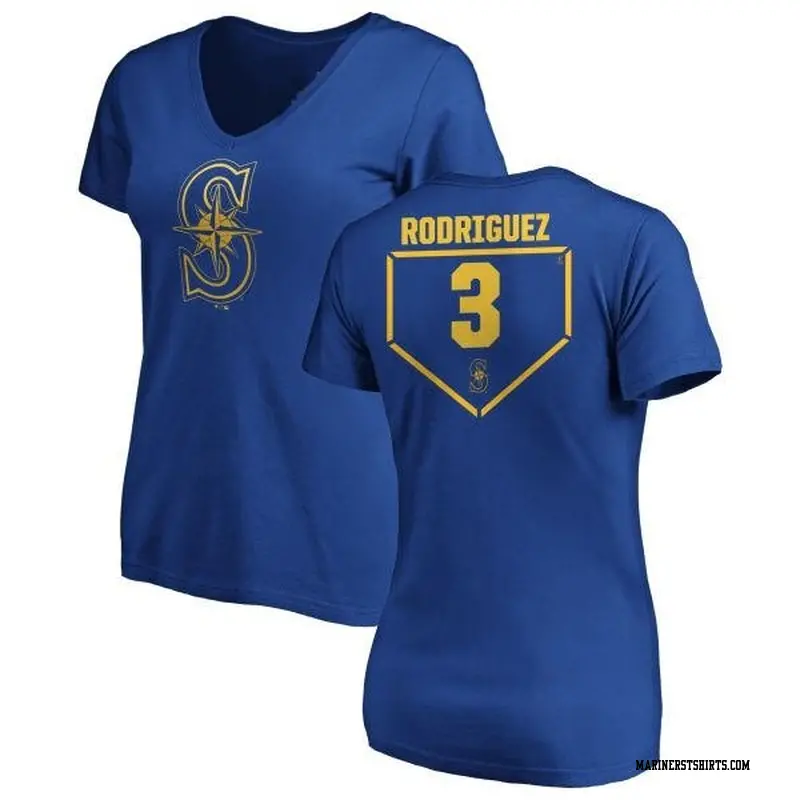 Women's Seattle Mariners ＃3 Alex Rodriguez Royal Branded RBI Slim Fit V-Neck T-Shirt
