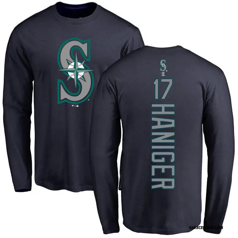 Youth Seattle Mariners ＃17 Mitch Haniger Navy Backer Long Sleeve T-Shirt