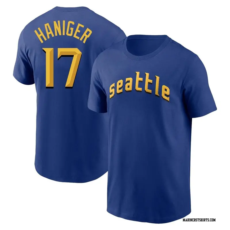 Youth Seattle Mariners ＃17 Mitch Haniger Royal 2023 City Connect Name & Number T-Shirt