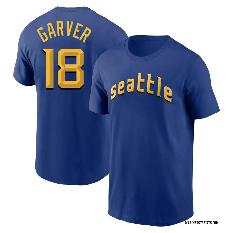 Youth Seattle Mariners ＃18 Mitch Garver Royal 2023 City Connect Name & Number T-Shirt