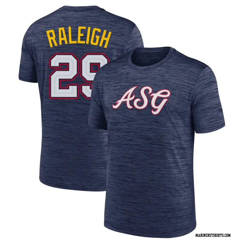 Youth Seattle Mariners ＃29 Cal Raleigh Navy 2025 All-Star Game Day Velocity Performance Name & Number T-Shirt