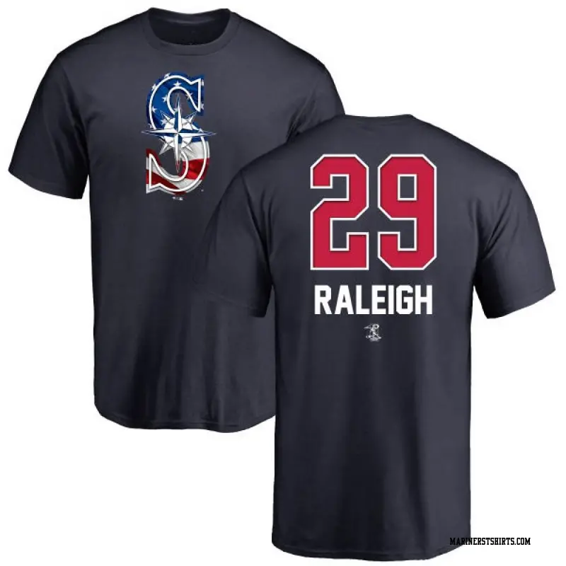 Youth Seattle Mariners ＃29 Cal Raleigh Navy Branded Name and Number Banner Wave T-Shirt