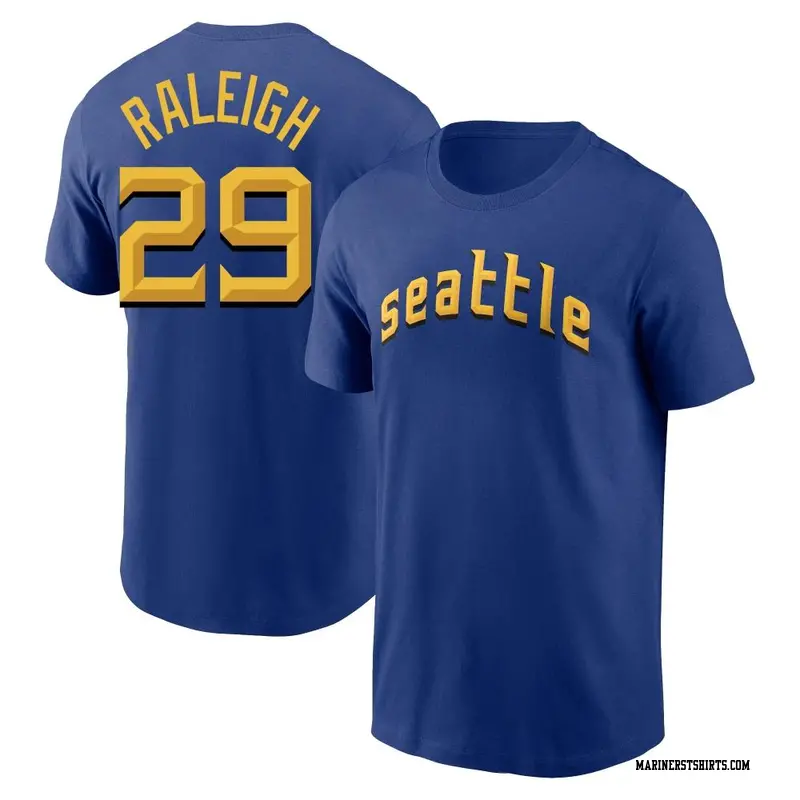 Youth Seattle Mariners ＃29 Cal Raleigh Royal 2023 City Connect Name & Number T-Shirt