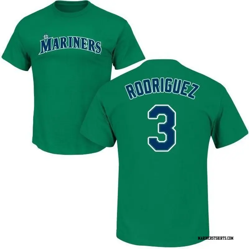 Youth Seattle Mariners ＃3 Alex Rodriguez Green Roster Name & Number T-Shirt