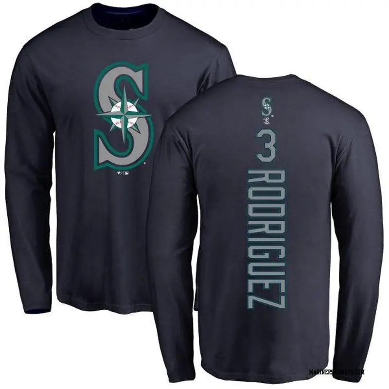 Youth Seattle Mariners ＃3 Alex Rodriguez Navy Backer Long Sleeve T-Shirt
