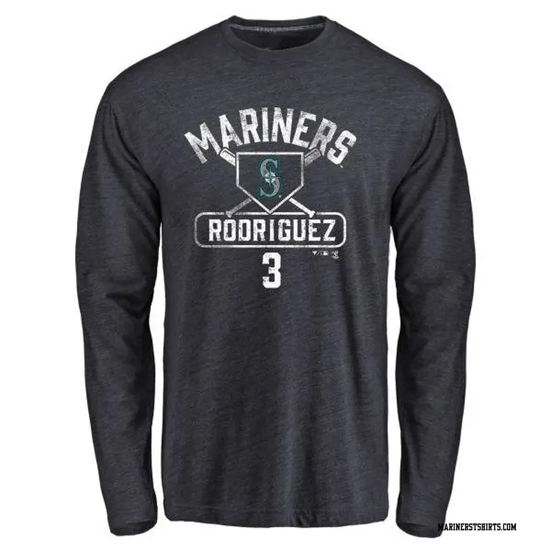Youth Seattle Mariners ＃3 Alex Rodriguez Navy Branded Base Runner Long Sleeve T-Shirt