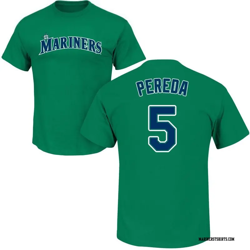Youth Seattle Mariners ＃5 Jhonny Pereda Green Roster Name & Number T-Shirt